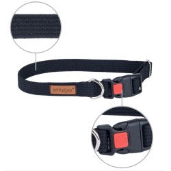 AMIPLAY Obroża regulowana z blokadą Cotton - Czarna M (35-50 x 2cm)