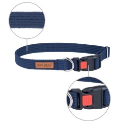 AMIPLAY Obroża regulowana z blokadą Cotton - Granatowa M (35-50 x 2cm)