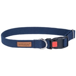 AMIPLAY Obroża regulowana z blokadą Cotton - Granatowa L (40-60 x 2,5cm)