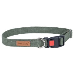 AMIPLAY Obroża regulowana z blokadą Cotton - Khaki S (28-40 x 1,5cm)