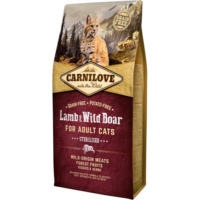 CARNILOVE CAT Grain-Free Lamb and Wild Boar Sterilised - Jagnięcina i dzik 2 kg