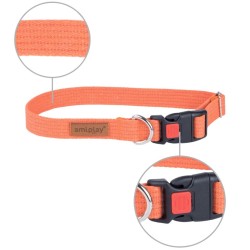 AMIPLAY Obroża regulowana z blokadą Cotton - Pomarańczowa XL (45-70 x 3cm)