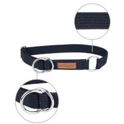 AMIPLAY Obroża półzaciskowa Cotton - Czarna L (32-50 cm x 2,5 cm)