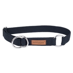 AMIPLAY Obroża półzaciskowa Cotton - Czarna XXL (45-85 x 3cm)