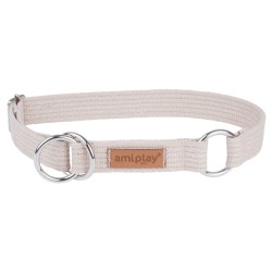 AMIPLAY Obroża półzaciskowa Cotton - Beżowa XL (34-55 x 3cm)