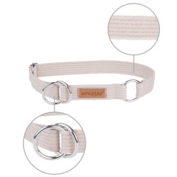 AMIPLAY Obroża półzaciskowa Cotton - Beżowa XL (34-55 x 3cm)