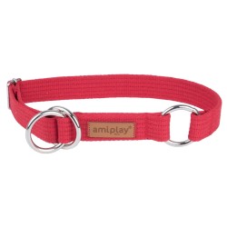 AMIPLAY Obroża półzaciskowa Cotton - Czerwona L (32-50 cm x 2,5 cm)