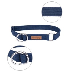 AMIPLAY Obroża półzaciskowa Cotton - Granatowa M (26-40 cm x 2 cm)