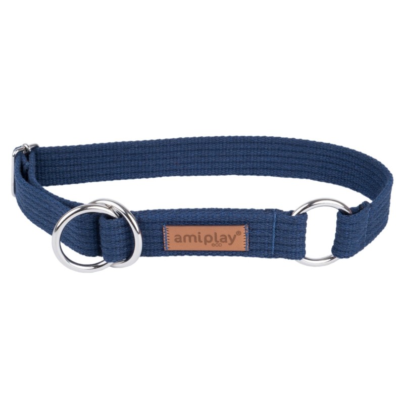 AMIPLAY Obroża półzaciskowa Cotton - Granatowa L (32-50 cm x 2,5 cm)
