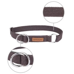 AMIPLAY Obroża półzaciskowa Cotton - Brązowa M (26-40 cm x 2 cm)