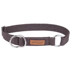 AMIPLAY Obroża półzaciskowa Cotton - Brązowa L (32-50 cm x 2,5 cm)