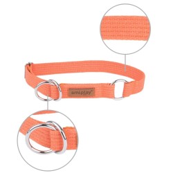 AMIPLAY Obroża półzaciskowa Cotton - Pomarańczowa M (26-40 cm x 2 cm)
