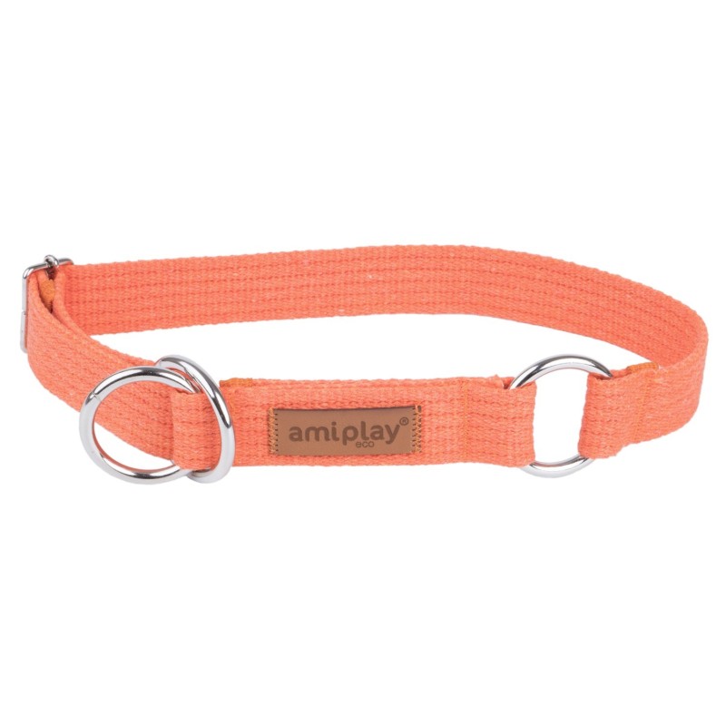 AMIPLAY Obroża półzaciskowa Cotton - Pomarańczowa L (32-50 cm x 2,5 cm)