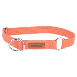 AMIPLAY Obroża półzaciskowa Cotton - Pomarańczowa XXL (45-85 x 3 cm)