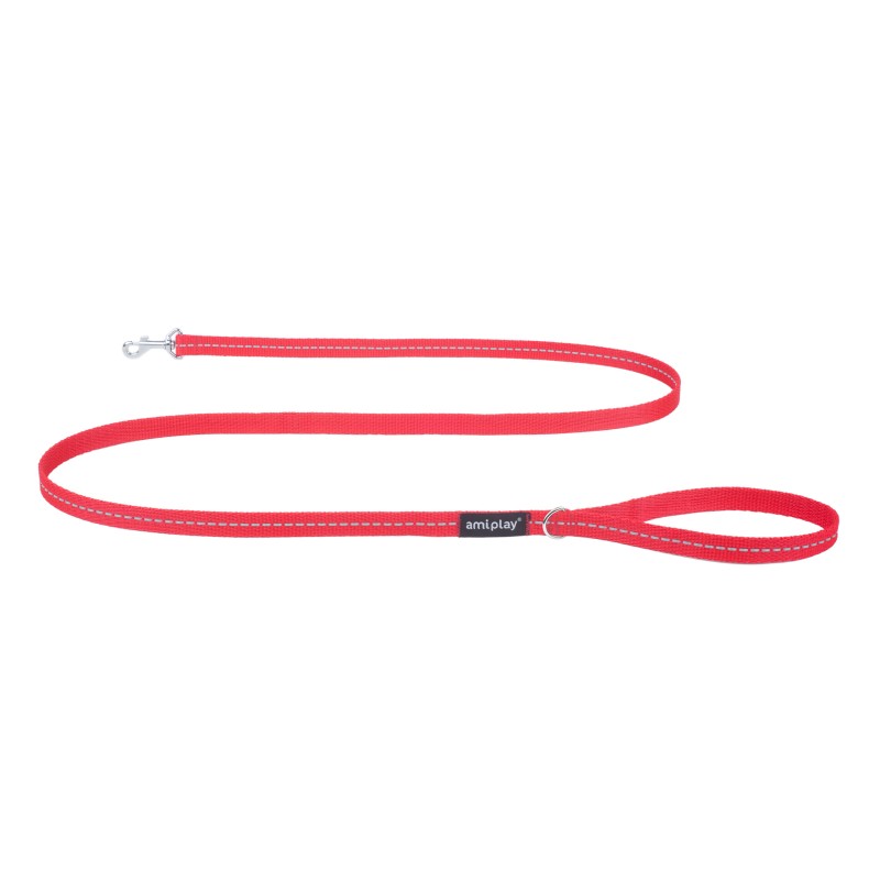 AMIPLAY Smycz Reflective 150cm - Czerwona S