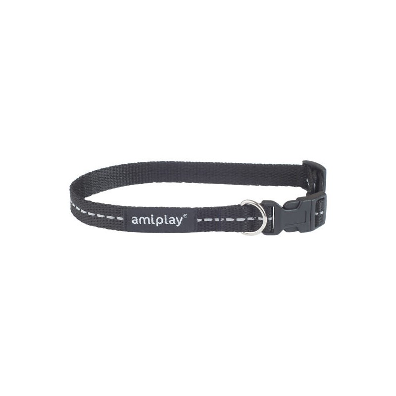 AMIPLAY Obroża regulowana Reflective - Czarna XL (45-70 x 2,5cm)