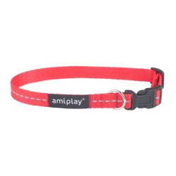 AMIPLAY Obroża regulowana Reflective - Czerwona S (20-35 x 1cm)