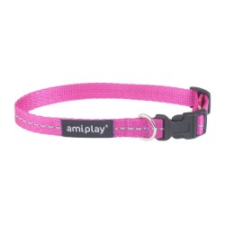AMIPLAY Obroża regulowana Reflective - Różowa S (20-35 x 1cm)