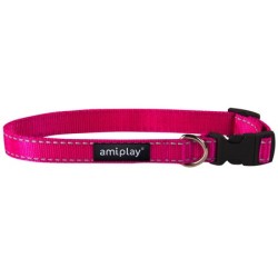 AMIPLAY Obroża regulowana Reflective - Różowa XL (45-70 x 2,5cm)