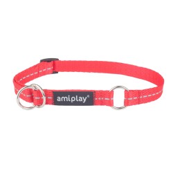 AMIPLAY Obroża półzaciskowa Reflective - Czerwona L (35-50 x 2cm)