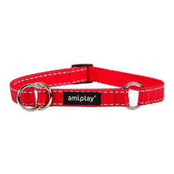AMIPLAY Obroża półzaciskowa Reflective - Czerwona XL (40-60 x 2,5cm)