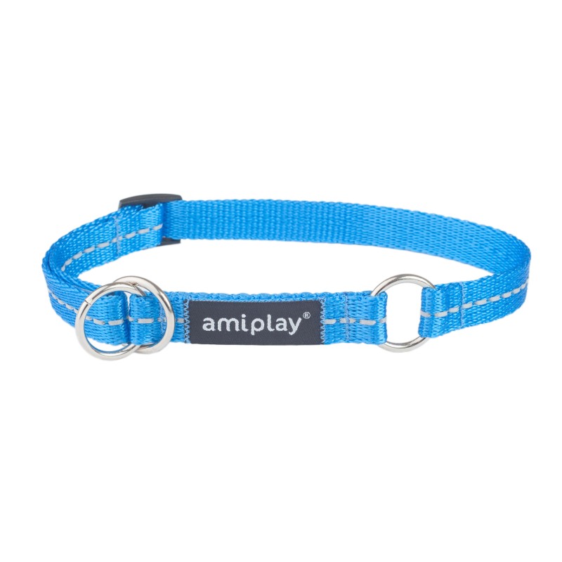 AMIPLAY Obroża półzaciskowa Reflective - Niebieska L (35-50 [b] x 2cm)