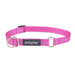 AMIPLAY Obroża półzaciskowa Reflective - Różowa L (35-50 [b] x 2cm)