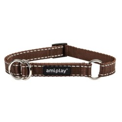 AMIPLAY Obroża półzaciskowa Reflective - Brązowa XL (40-60 x 2,5cm)