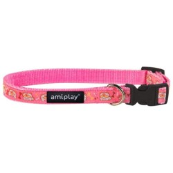 AMIPLAY Obroża regulowana Wink - Różowa S (20-35 x 1cm)