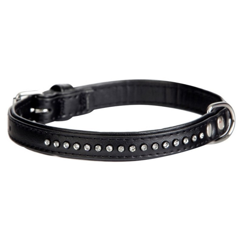 DINGO Obroża Glamour - czarna 16mm x 35cm