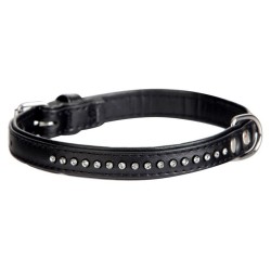 DINGO Obroża Glamour - czarna 16mm x 41cm