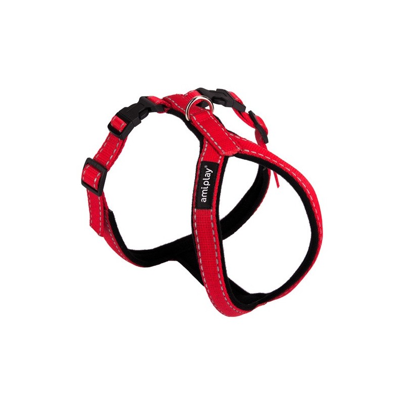 AMIPLAY Szelki regulowane Grand Soft Reflective - Czerwone XL