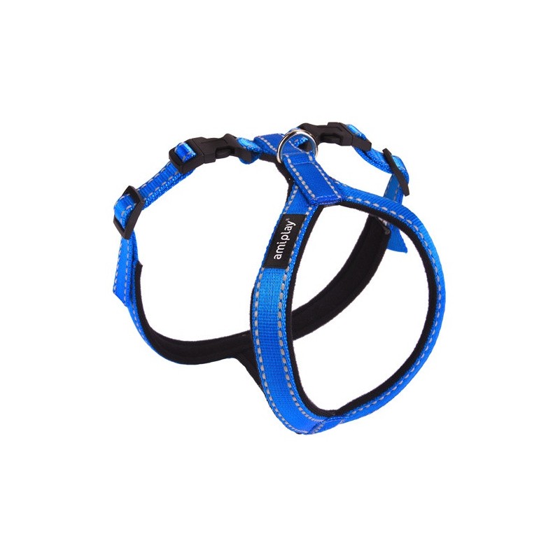 AMIPLAY Szelki regulowane Grand Soft Reflective - Niebieskie XS