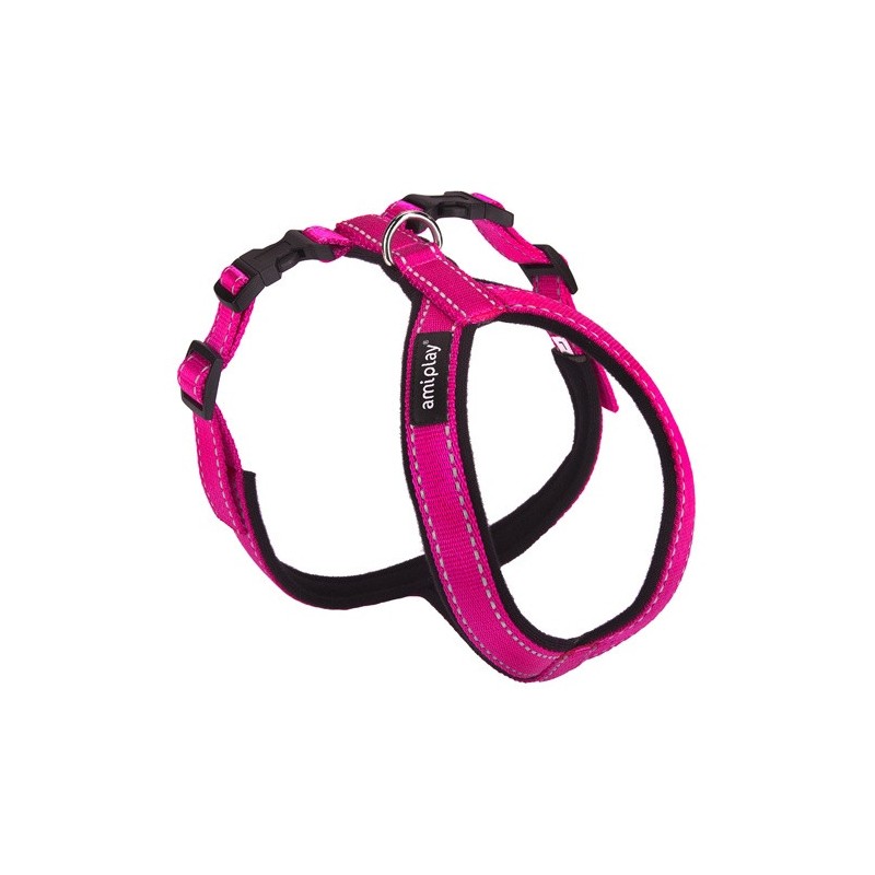 AMIPLAY Szelki regulowane Grand Soft Reflective - Różowe S