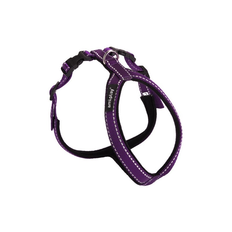 AMIPLAY Szelki regulowane Grand Soft Reflective - Fioletowe XL