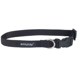 AMIPLAY Obroża regulowana Basic - Czarna M (25-40 x 1,5cm)