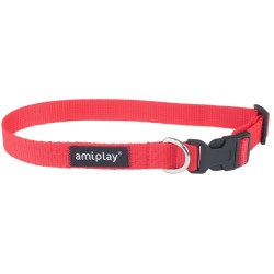 AMIPLAY Obroża regulowana Basic - Czerwona M (25-40 x 1,5cm)