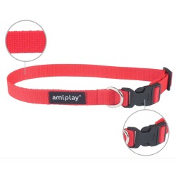 AMIPLAY Obroża regulowana Basic - Czerwona XL (45-70 x 2,5cm)