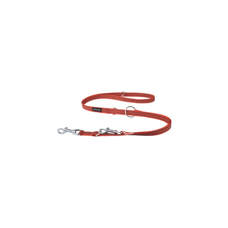AMIPLAY Smycz regulowana 6 in 1 Rubber - Pomarańczowa S-M