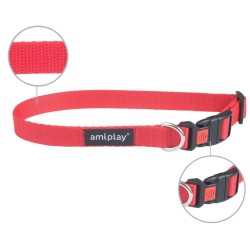 AMIPLAY Obroża regulowana z blokadą Basic - Czerwona L (35-50 x 2cm)