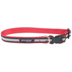 AMIPLAY Obroża regulowana Shine - Czerwona S (20-35 x 1cm)