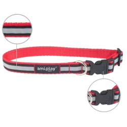 AMIPLAY Obroża regulowana Shine - Czerwona XL (45-70 x 2,5cm)