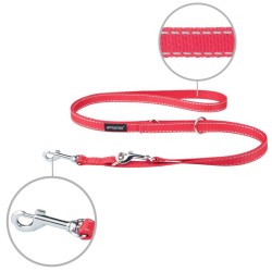 AMIPLAY Smycz regulowana 6 in 1  Reflective 100-200 cm - Czerwona M