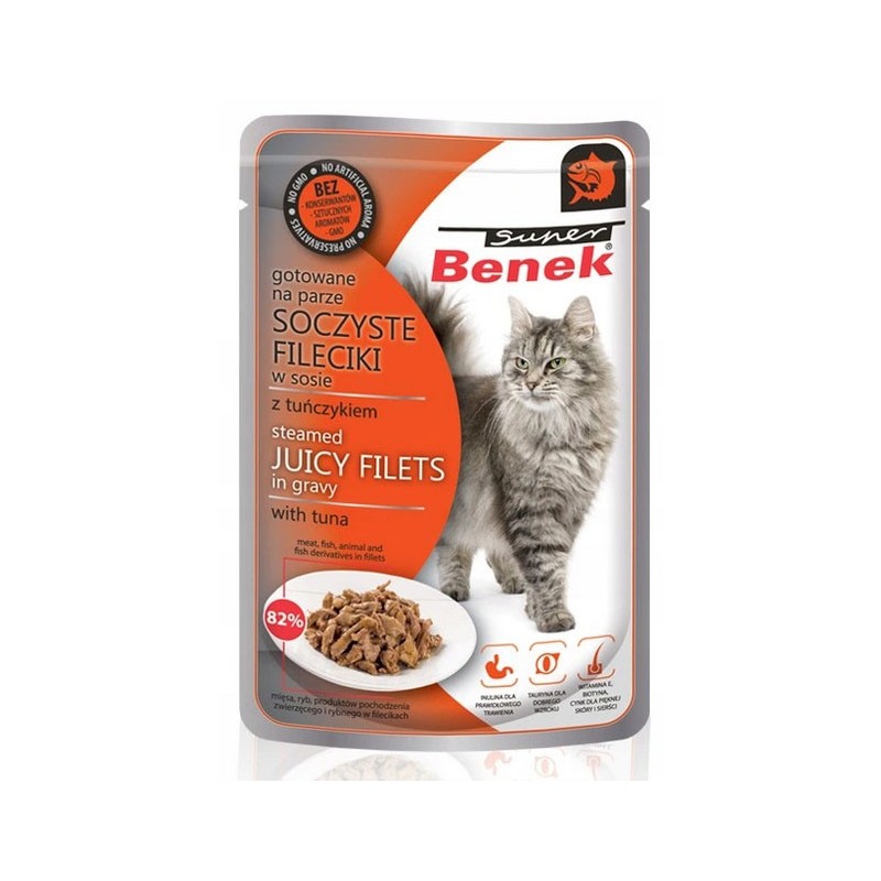 SUPER BENEK Cat Soczyste fileciki w sosie z tuńczykiem 85g