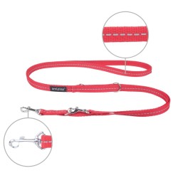 AMIPLAY Smycz regulowana 6 in 1  Reflective 100-200 cm - Czerwona L