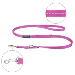 AMIPLAY Smycz regulowana 6 in 1 Reflective 100-200 cm - Różowa L