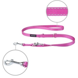 AMIPLAY Smycz regulowana 6 in 1 Reflective 100-200 cm - Różowa L