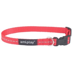 AMIPLAY Obroża regulowana Reflective - Czerwona XL (45-70 x 2,5cm)