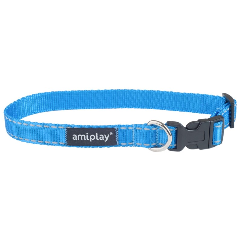 AMIPLAY Obroża regulowana Reflective - Niebieska S (20-35 x 1cm)