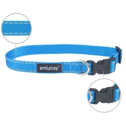 AMIPLAY Obroża regulowana Reflective - Niebieska S (20-35 x 1cm)